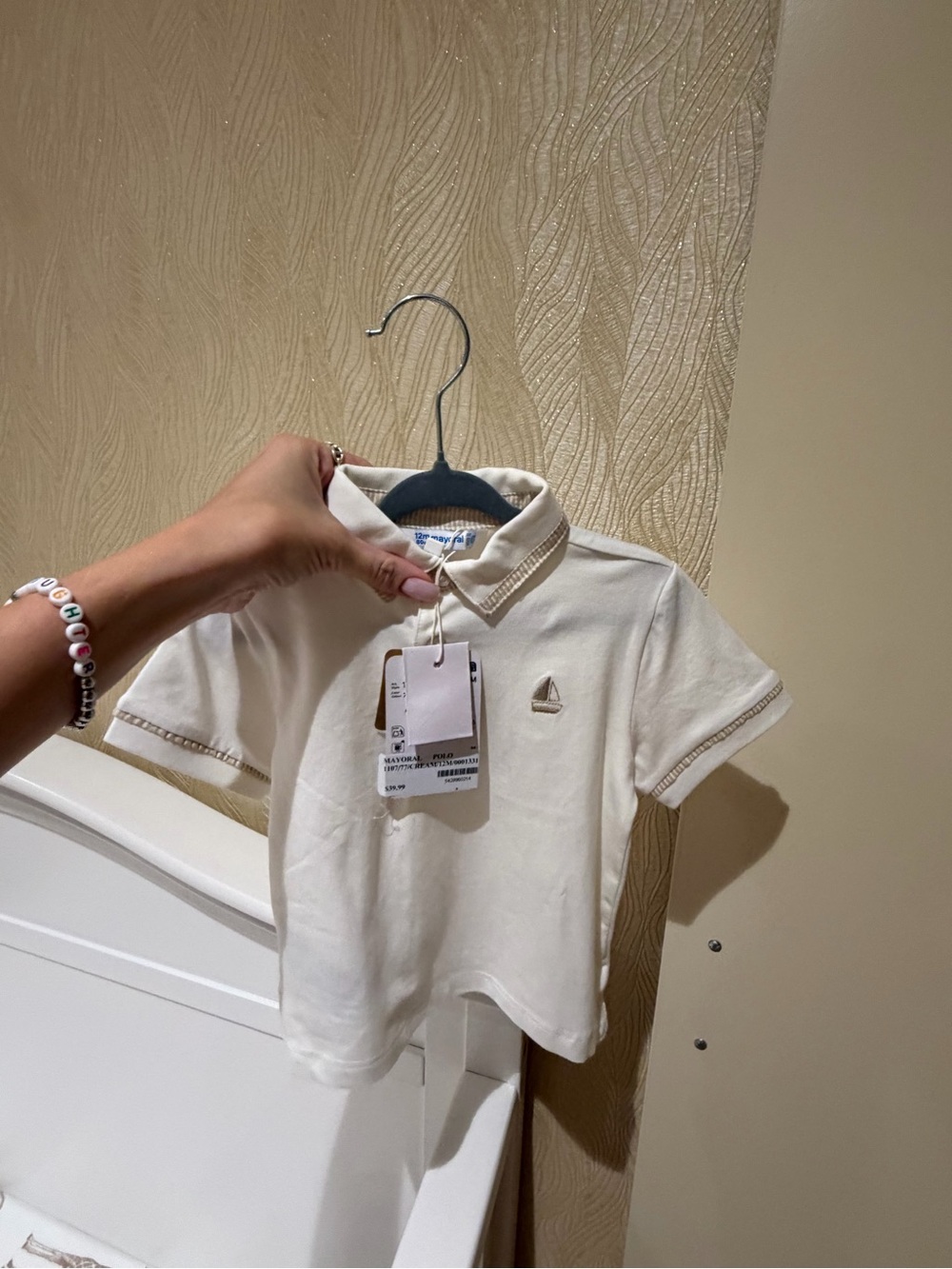 Mayoral Cream Polo Shirt with Sailboat Patch